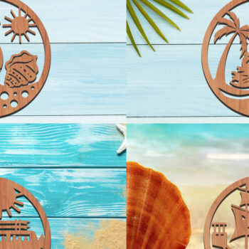 Intra απο ξύλο plywood 3mm-4mm πάχος Δέσμη με στολίδια παραλίας Δίασταση 8x8 cm INTRAFABR-111847996 - Image 1