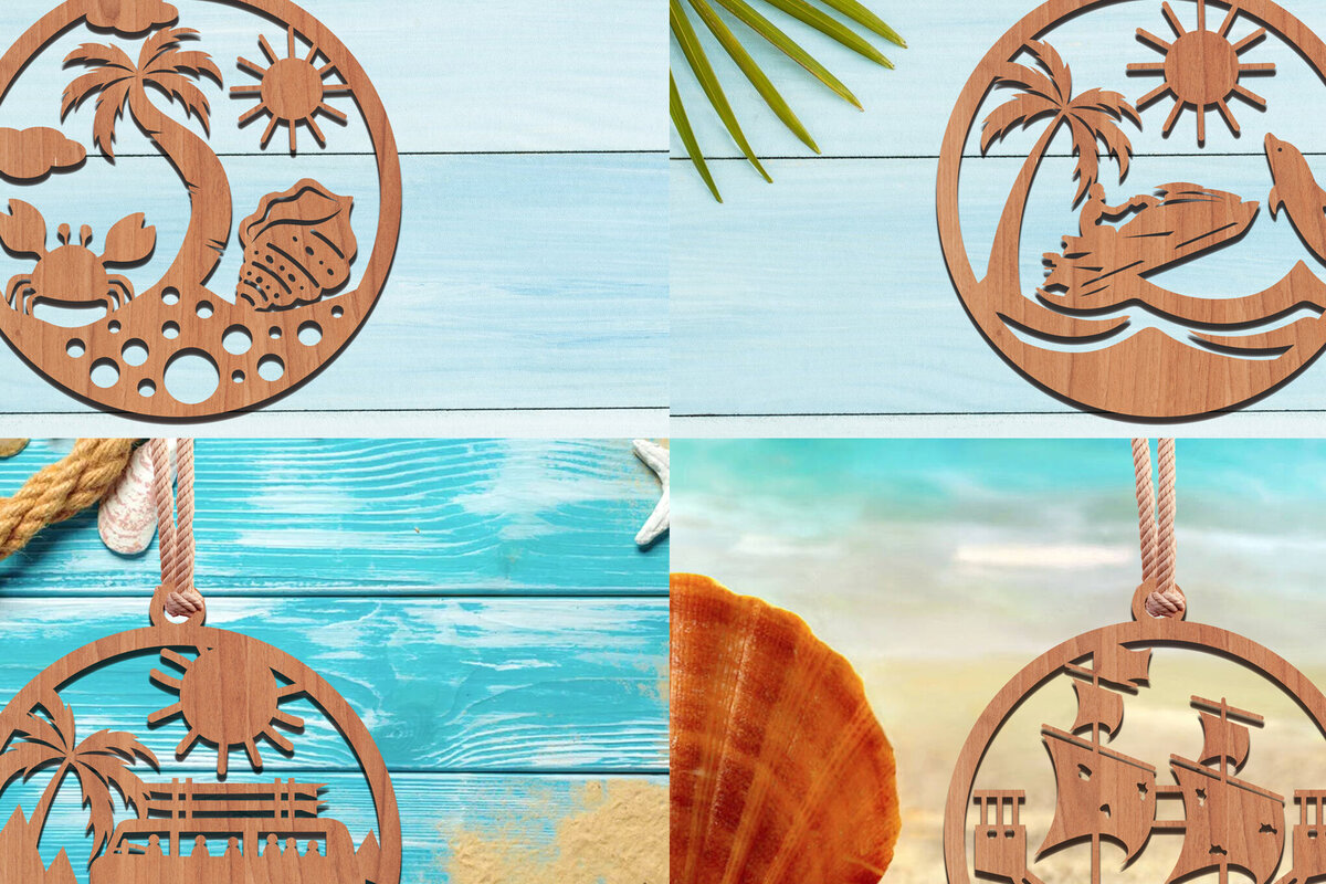 Intra απο ξύλο plywood 3mm-4mm πάχος Δέσμη με στολίδια παραλίας Δίασταση 8x8 cm INTRAFABR-111847996