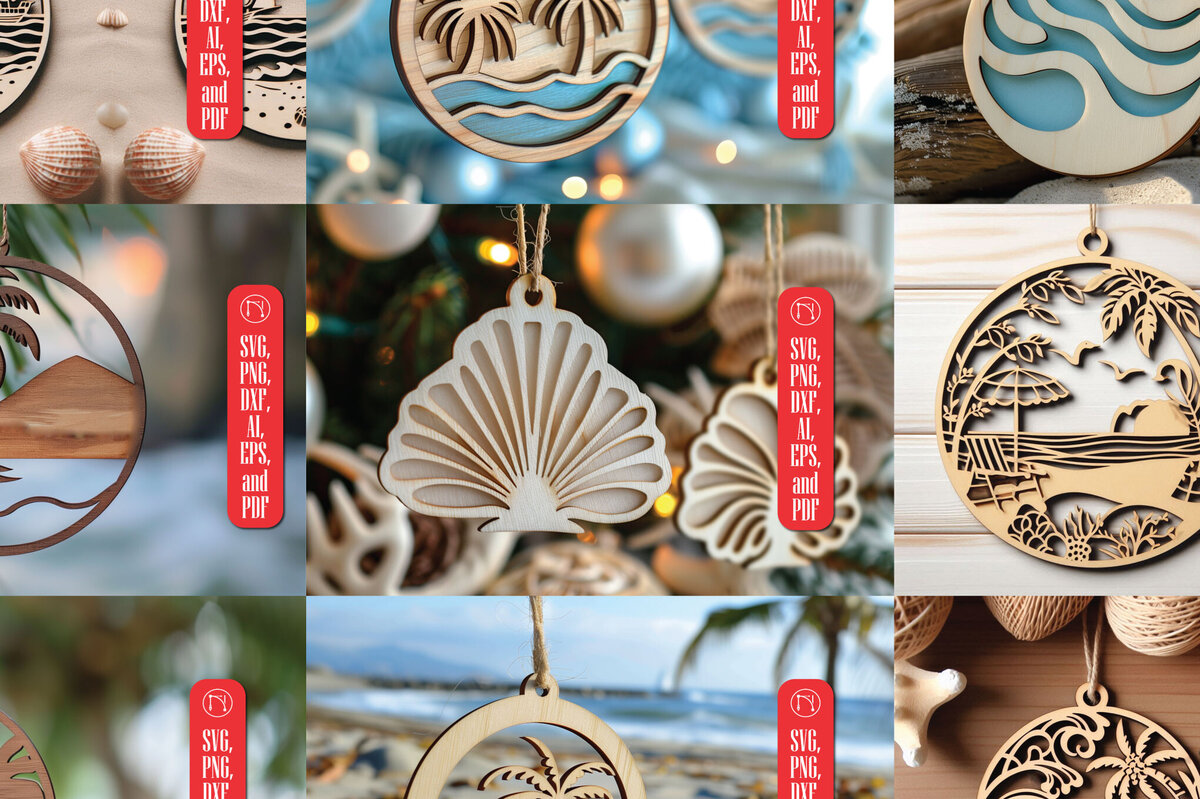 Intra απο ξύλο plywood 3mm-4mm πάχος Δέσμη με στολίδια παραλίας Δίασταση 4x4 cm INTRAFABR-101688060