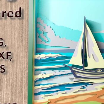 Intra απο ξύλο plywood 3mm-4mm πάχος λέιζερ πολλαπλών επιπέδων 3D Beach Scene Δίασταση 9x9 cm INTRAFABR-109079228 - Image 1