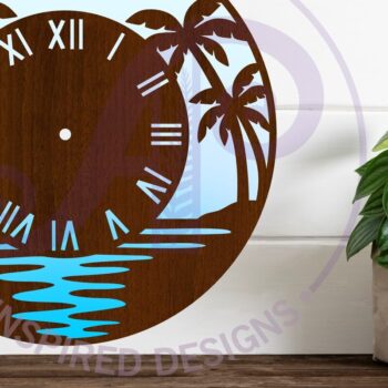 Intra απο ξύλο plywood 3mm-4mm πάχος Παραλία Ρολόι Ρολόι Τοίχου Σκηνή με λέιζερ Δίασταση 8x8 cm INTRAFABR-116552148 - Image 1