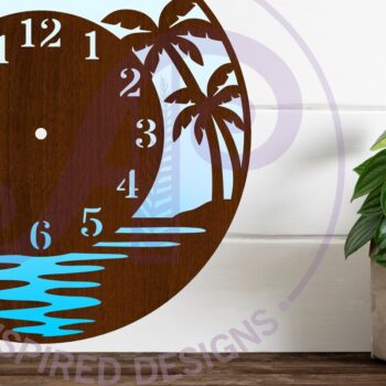 Intra απο ξύλο plywood 3mm-4mm πάχος Παραλία Ρολόι Ρολόι Τοίχου Σκηνή με λέιζερ Δίασταση 8x8 cm INTRAFABR-116552148 - Image 2