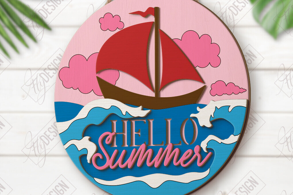 Intra απο ξύλο plywood 3mm-4mm πάχος πινακίδα τοίχου παραλίας | Καλοκαίρι | CNC Δίασταση 30x20 cm INTRAFABR-123571792