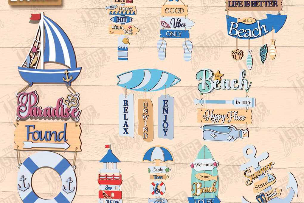 Intra απο ξύλο plywood 3mm-4mm πάχος κοπής με λέιζερ επιγραφές τοίχου παραλίας | CNC Δίασταση 30x20 cm INTRAFABR-123767240