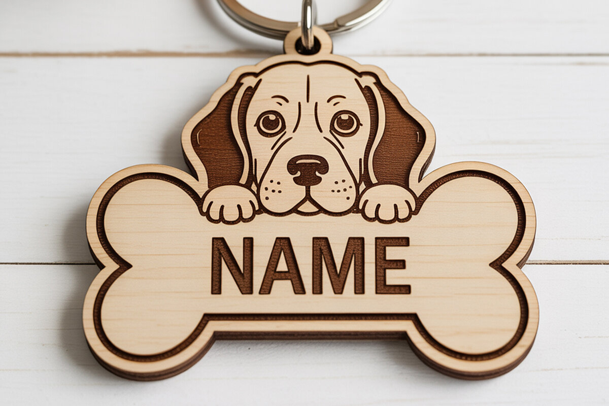 Intra απο ξύλο plywood 3mm-4mm πάχος Μπρελόκ με ετικέτα ονόματος Beagle Bone Δίασταση 6x6 cm INTRAFABR-121423183