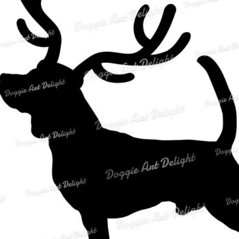 Intra απο ξύλο plywood 3mm-4mm πάχος Χριστουγεννιάτικο σκυλί Beagle Reindeer Antlers Δίασταση 30x20 cm INTRAFABR-82728586 - Image 2