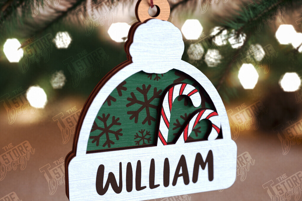 Intra απο ξύλο plywood 3mm-4mm πάχος Ξύλινο Χριστουγεννιάτικο Στολίδι Beanie Hat Δίασταση 8x8 cm INTRAFABR-110590761