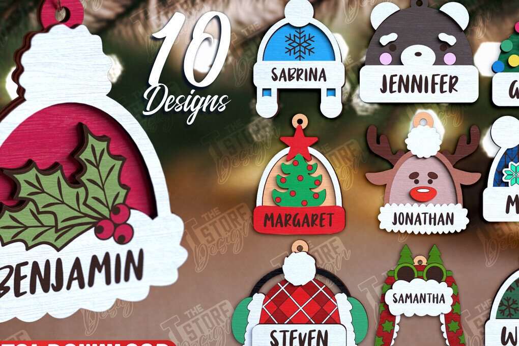 Intra απο ξύλο plywood 3mm-4mm πάχος Ξύλινο Χριστουγεννιάτικο Στολίδι Beanie Hat Δίασταση 8x8 cm INTRAFABR-110591120