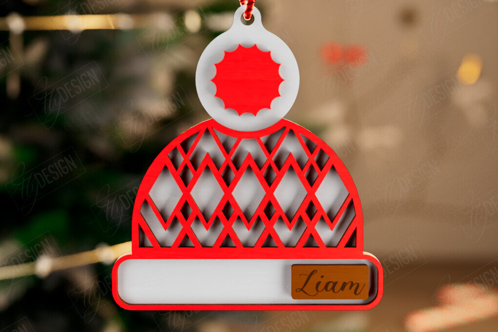 Intra απο ξύλο plywood 3mm-4mm πάχος Ξύλινο Χριστουγεννιάτικο Στολίδι Beanie Hat Δίασταση 8x8 cm INTRAFABR-111865232