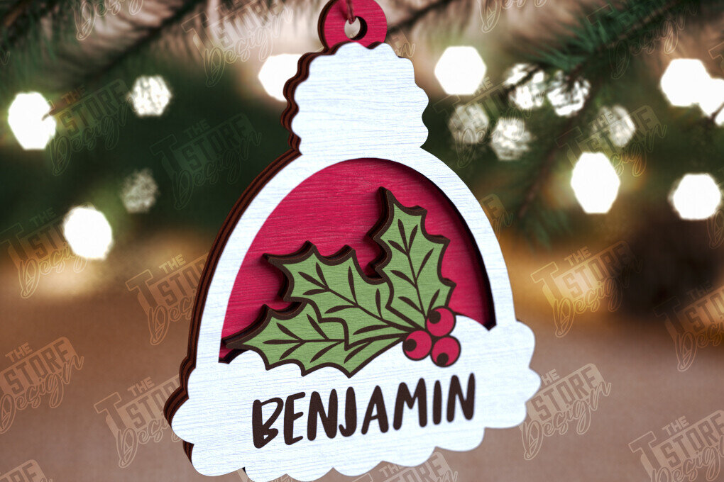 Intra απο ξύλο plywood 3mm-4mm πάχος Ξύλινο Χριστουγεννιάτικο Στολίδι Beanie Hat Δίασταση 8x8 cm INTRAFABR-110590721