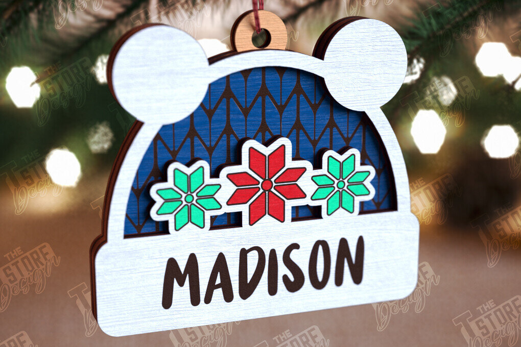 Intra απο ξύλο plywood 3mm-4mm πάχος Ξύλινο Χριστουγεννιάτικο Στολίδι Beanie Hat Δίασταση 8x8 cm INTRAFABR-110590745