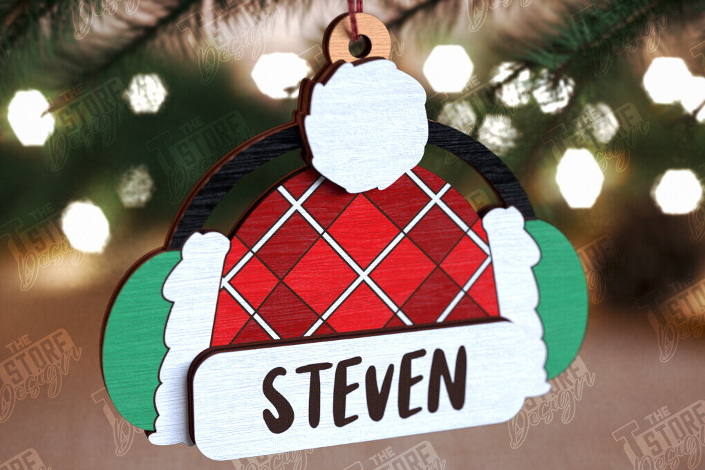 Intra απο ξύλο plywood 3mm-4mm πάχος Ξύλινο Χριστουγεννιάτικο Στολίδι Beanie Hat Δίασταση 8x8 cm INTRAFABR-110590750