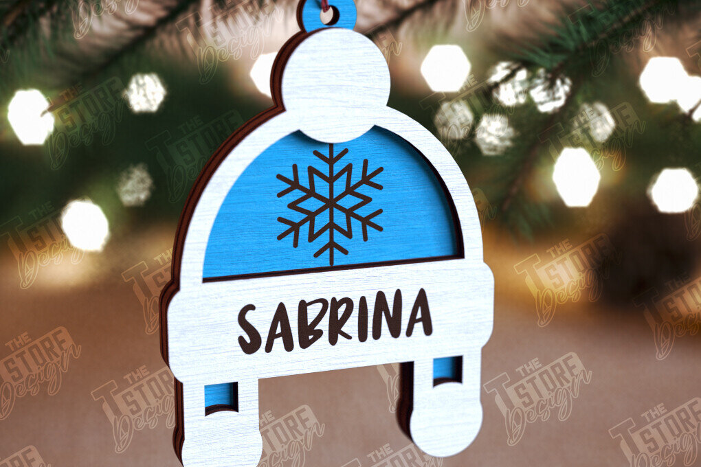 Intra απο ξύλο plywood 3mm-4mm πάχος Ξύλινο Χριστουγεννιάτικο Στολίδι Beanie Hat Δίασταση 8x8 cm INTRAFABR-110590717