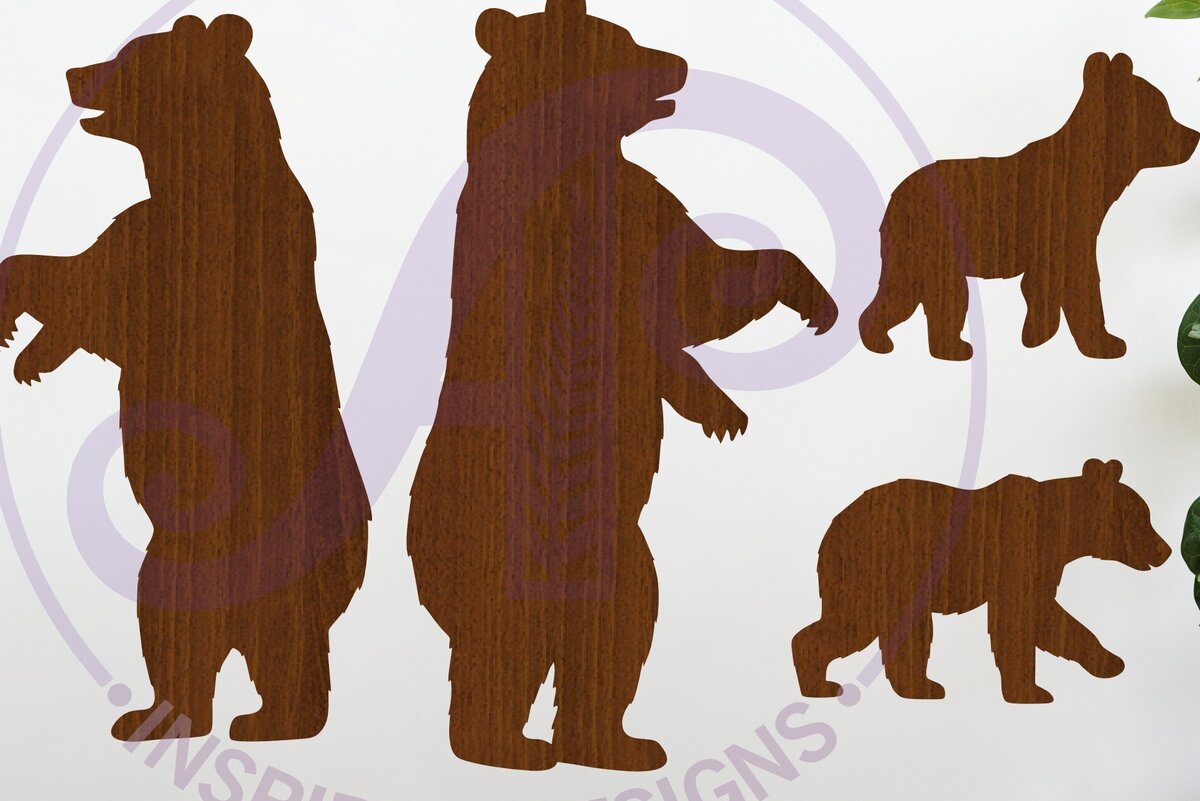Intra απο ξύλο plywood 3mm-4mm πάχος Τοίχος κοπής με λέιζερ σιλουέτα με αρκούδα και μωρό Δίασταση 12x12 cm INTRAFABR-116700711