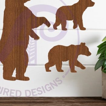 Intra απο ξύλο plywood 3mm-4mm πάχος Τοίχος κοπής με λέιζερ σιλουέτα με αρκούδα και μωρό Δίασταση 12x12 cm INTRAFABR-116700711 - Image 3