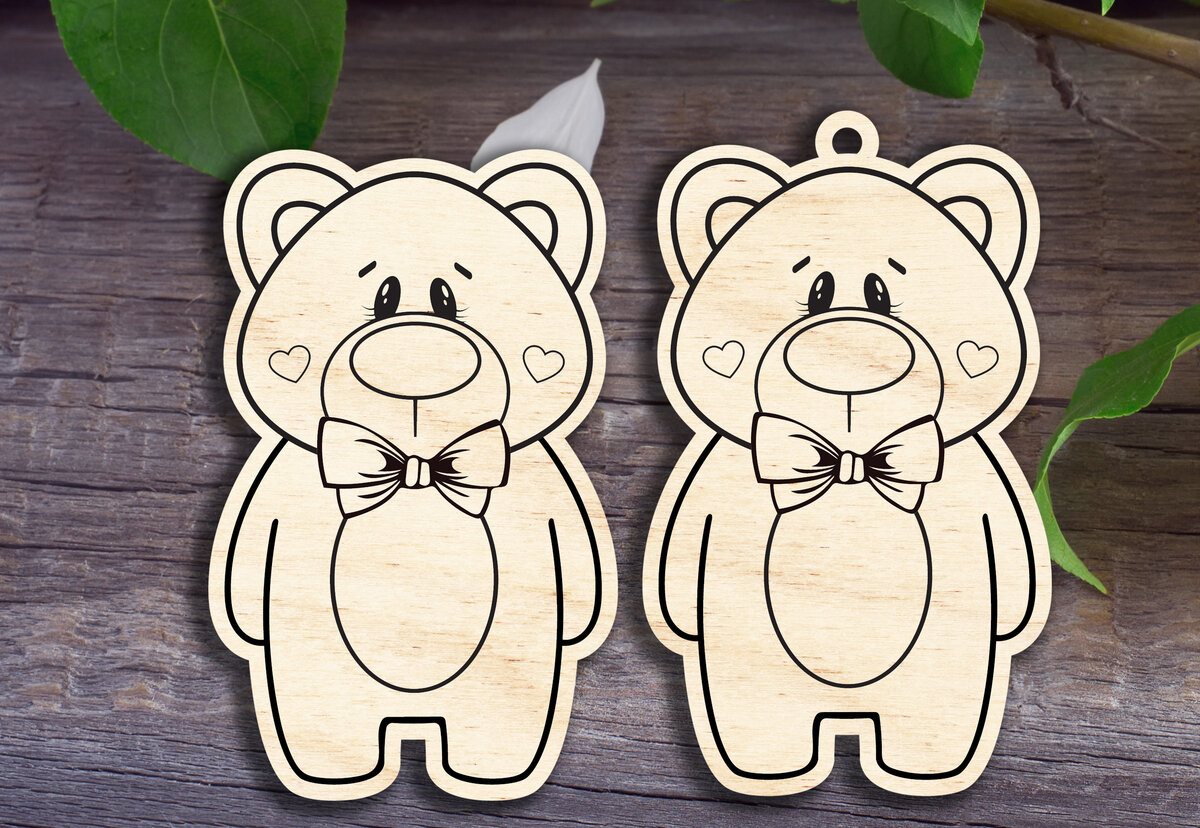 Intra απο ξύλο plywood 3mm-4mm πάχος Χριστουγεννιάτικα στολίδια αρκούδας Δίασταση 8x8 cm INTRAFABR-29872666