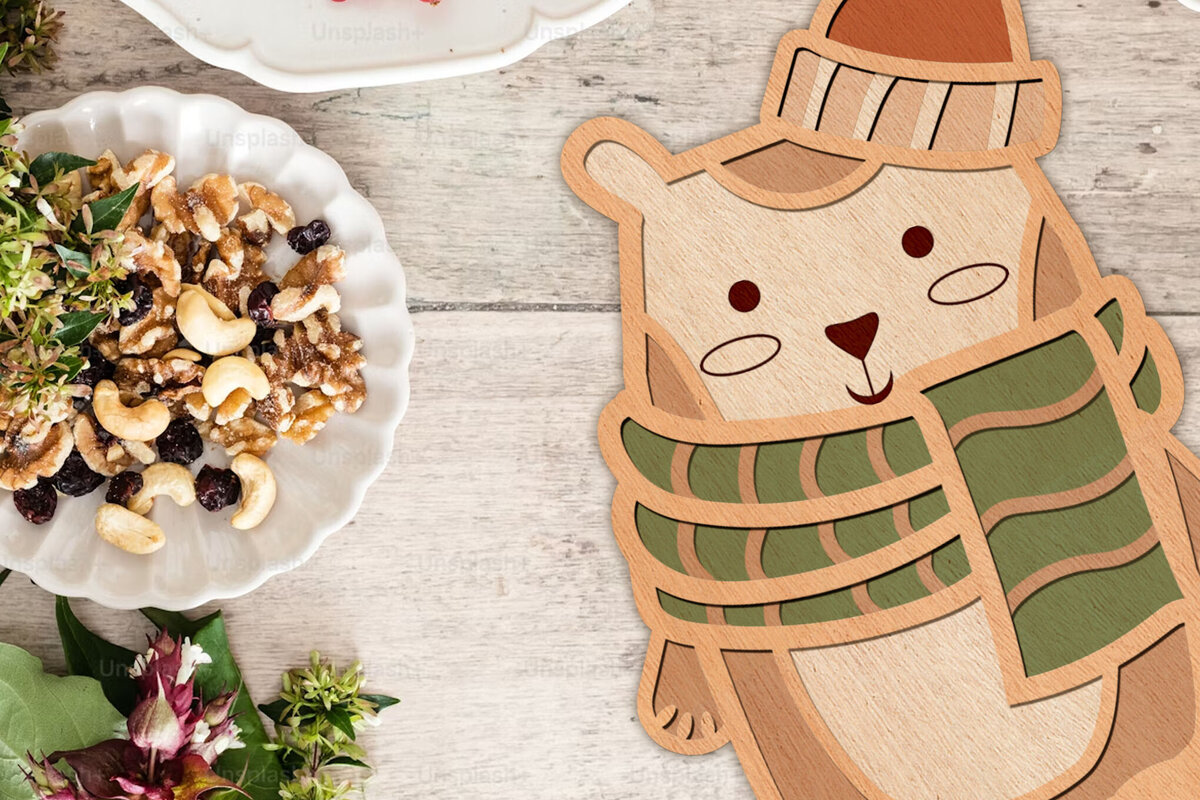 Intra απο ξύλο plywood 3mm-4mm πάχος Πρότυπο κοπής ξύλου Χριστουγέννων αρκούδας Δίασταση 3x5 cm INTRAFABR-108625643