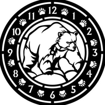 Intra απο ξύλο plywood 3mm-4mm πάχος Πρότυπο κοπής ρολογιού αρκούδας Δίασταση 15x15 cm INTRAFABR-68290494 - Image 1