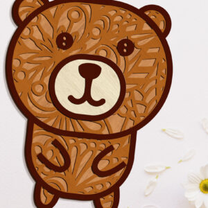 Intra απο ξύλο plywood 3mm-4mm πάχος Διακοσμητικό πρότυπο αρκούδας Δίασταση 4x4 cm INTRAFABR-92188366