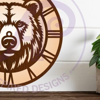 Intra απο ξύλο plywood 3mm-4mm πάχος Bear Face Ρολόι Ρολόι τοίχου Δίασταση 8x8 cm INTRAFABR-116700410 - Image 1