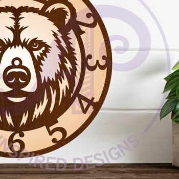 Intra απο ξύλο plywood 3mm-4mm πάχος Bear Face Ρολόι Ρολόι τοίχου Δίασταση 8x8 cm INTRAFABR-116700410 - Image 2
