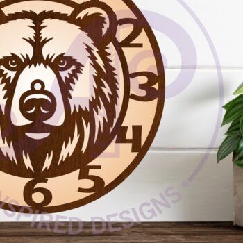 Intra απο ξύλο plywood 3mm-4mm πάχος Bear Face Ρολόι Ρολόι τοίχου Δίασταση 8x8 cm INTRAFABR-116700410 - Image 3