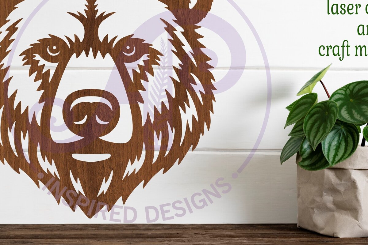 Intra απο ξύλο plywood 3mm-4mm πάχος Επιγραφή Bear Face Wall Art, . Δίασταση 10x10 cm INTRAFABR-116778493 - Image 3