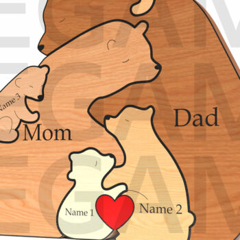 Intra απο ξύλο plywood 3mm-4mm πάχος Bear Family Hug Δίασταση 15x15 cm INTRAFABR-121582287 - Image 1