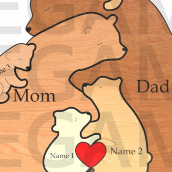 Intra απο ξύλο plywood 3mm-4mm πάχος Bear Family Hug Δίασταση 15x15 cm INTRAFABR-121582287 - Image 3