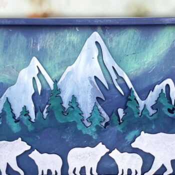 Intra απο ξύλο plywood 3mm-4mm πάχος κοπής με λέιζερ Family Bear, Ημέρα της Μητέρας Δίασταση 15x15 cm INTRAFABR-95112420 - Image 1