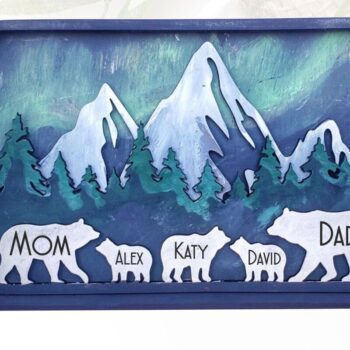 Intra απο ξύλο plywood 3mm-4mm πάχος κοπής με λέιζερ Family Bear, Ημέρα της Μητέρας Δίασταση 15x15 cm INTRAFABR-95112420 - Image 2