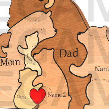 Intra απο ξύλο plywood 3mm-4mm πάχος Bear Family Puzzle – Δώρο για την Ημέρα του Πατέρα Δίασταση 15x15 cm INTRAFABR-121582280 - Image 1