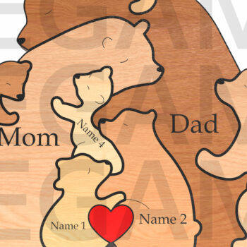 Intra απο ξύλο plywood 3mm-4mm πάχος Bear Family Puzzle – Δώρο για την Ημέρα του Πατέρα Δίασταση 15x15 cm INTRAFABR-121582280 - Image 3