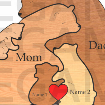 Intra απο ξύλο plywood 3mm-4mm πάχος Bear Family Puzzle – Father's Day Δίασταση 15x15 cm INTRAFABR-121582292 - Image 1