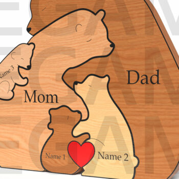 Intra απο ξύλο plywood 3mm-4mm πάχος Bear Family Puzzle – Father's Day Δίασταση 15x15 cm INTRAFABR-121582292 - Image 2