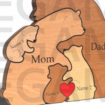 Intra απο ξύλο plywood 3mm-4mm πάχος Bear Family Puzzle – Father's Day Δίασταση 15x15 cm INTRAFABR-121582292 - Image 3