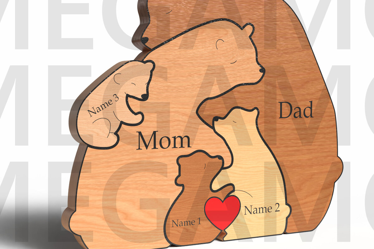 Intra απο ξύλο plywood 3mm-4mm πάχος Bear Family Puzzle – Father's Day Δίασταση 15x15 cm INTRAFABR-121582292 - Image 3