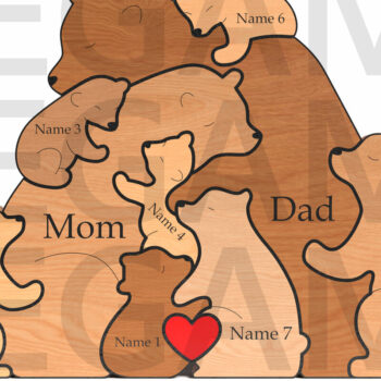 Intra απο ξύλο plywood 3mm-4mm πάχος Bear Family Puzzle για δώρο μπαμπά Δίασταση 15x15 cm INTRAFABR-121582276 - Image 3