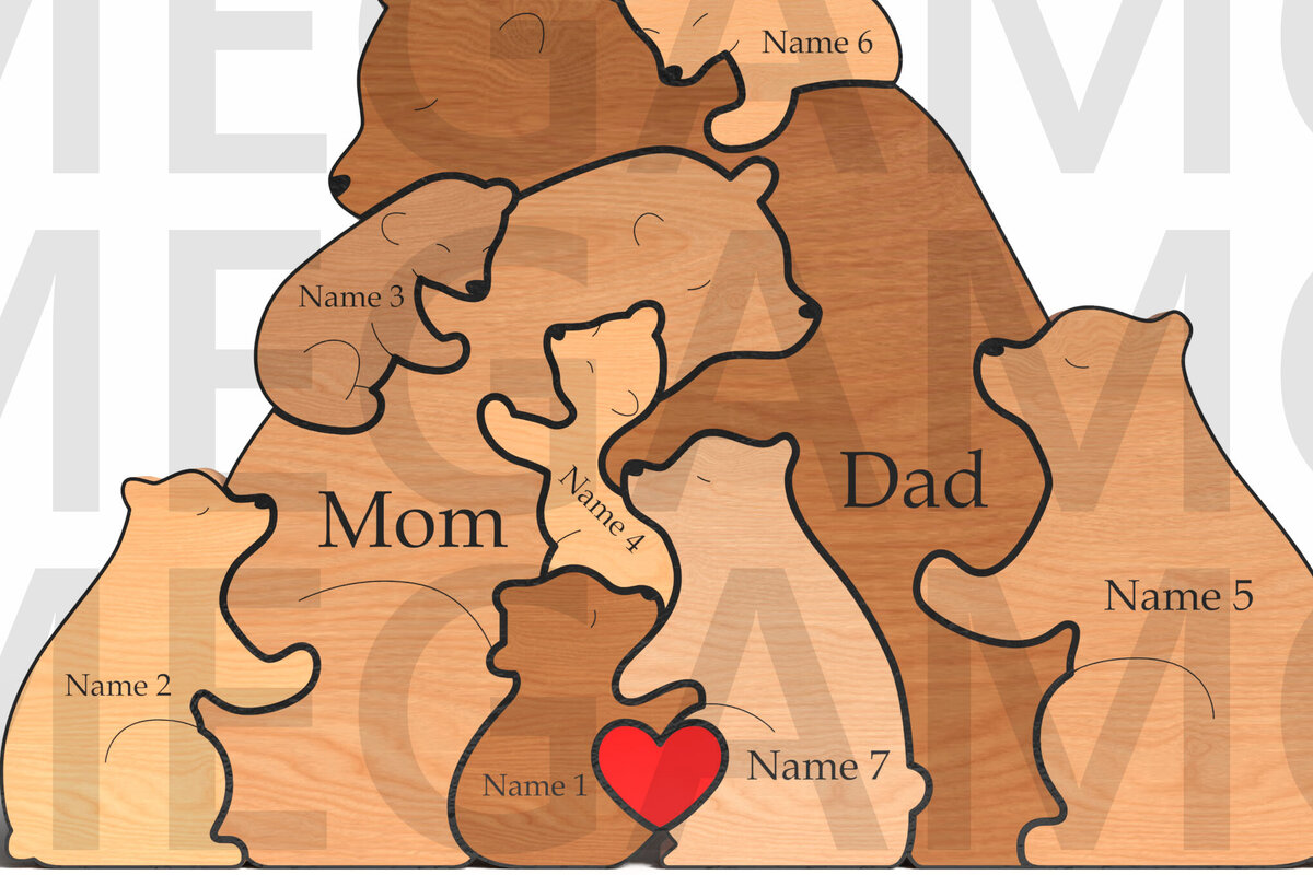 Intra απο ξύλο plywood 3mm-4mm πάχος Bear Family Puzzle για δώρο μπαμπά Δίασταση 15x15 cm INTRAFABR-121582276 - Image 3