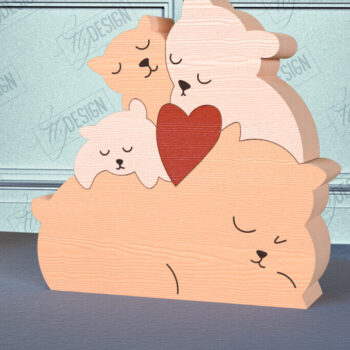 Intra απο ξύλο plywood 3mm-4mm πάχος Bear Family Puzzle | Διακόσμηση σπιτιού | CNC Δίασταση 20x20 cm INTRAFABR-100046568 - Image 1