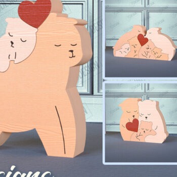 Intra απο ξύλο plywood 3mm-4mm πάχος Bear Family Puzzle κοπής με λέιζερ |CNC Δίασταση 20x20 cm INTRAFABR-100046975 - Image 1