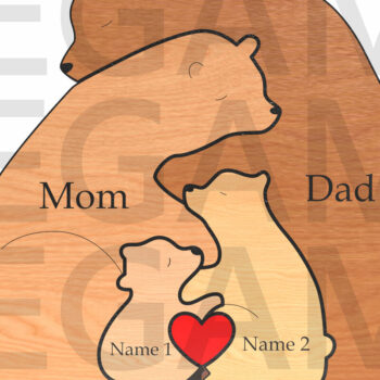 Intra απο ξύλο plywood 3mm-4mm πάχος Bear Family Puzzle – Δίασταση 15x15 cm INTRAFABR-121582296 - Image 1