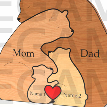 Intra απο ξύλο plywood 3mm-4mm πάχος Bear Family Puzzle – Δίασταση 15x15 cm INTRAFABR-121582296 - Image 2