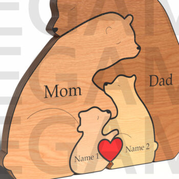 Intra απο ξύλο plywood 3mm-4mm πάχος Bear Family Puzzle – Δίασταση 15x15 cm INTRAFABR-121582296 - Image 3