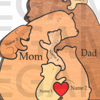 Intra απο ξύλο plywood 3mm-4mm πάχος Bear Family Puzzle με παιδικά ονόματα Δίασταση 15x15 cm INTRAFABR-121582283 - Image 2