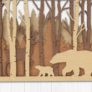 Intra απο ξύλο plywood 3mm-4mm πάχος Bear Forest Layered design Δίασταση 30x20 cm INTRAFABR-112568115