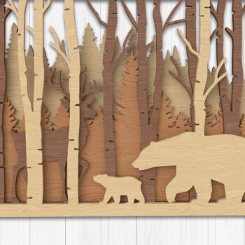 Intra απο ξύλο plywood 3mm-4mm πάχος Bear Forest Layered design Δίασταση 30x20 cm INTRAFABR-112568115 - Image 1