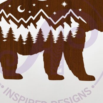 Intra απο ξύλο plywood 3mm-4mm πάχος Bear Forest Scene Wall Art Sign, Δίασταση 12x12 cm INTRAFABR-117218743 - Image 1
