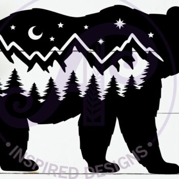 Intra απο ξύλο plywood 3mm-4mm πάχος Bear Forest Scene Wall Art Sign, Δίασταση 12x12 cm INTRAFABR-117218743 - Image 2
