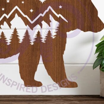 Intra απο ξύλο plywood 3mm-4mm πάχος Bear Forest Scene Wall Art Sign, Δίασταση 12x12 cm INTRAFABR-117218743 - Image 3